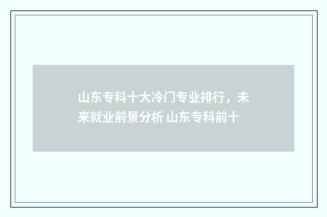 山东专科十大冷门专业排行，未来就业前景分析 山东专科前十
