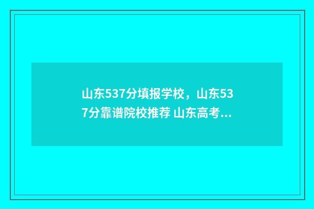 山东537分填报学校，山东537分靠谱院校推荐 山东高考分数537分能报考什么学校