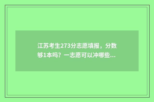 江苏考生273分志愿填报,分数够1本吗?一志愿可以冲哪些院校? 江苏考生528分