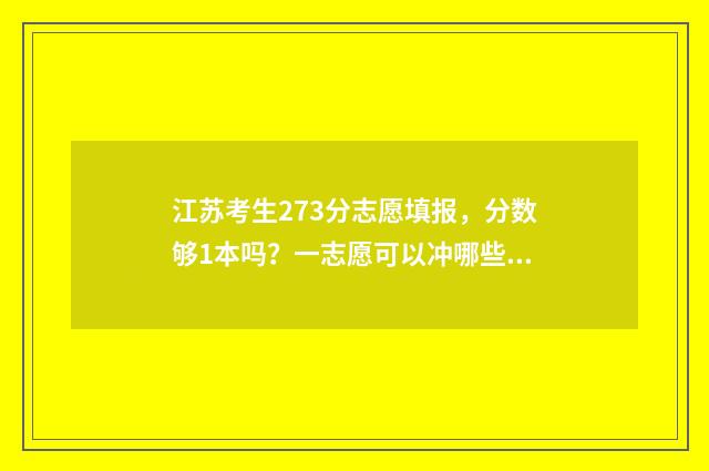 江苏考生273分志愿填报,分数够1本吗?一志愿可以冲哪些院校? 江苏考生528分