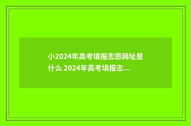 小2024年高考填报志愿网址是什么 2024年高考填报志愿及录取时间表