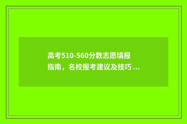 高考510-560分数志愿填报指南，名校报考建议及技巧 高考分数501怎么样