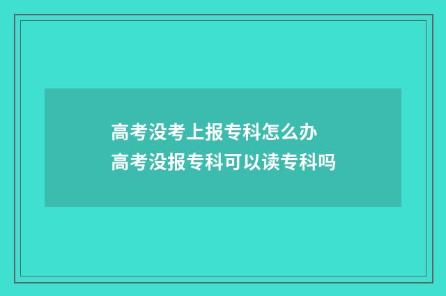 高考没考上报专科怎么办 高考没报专科可以读专科吗