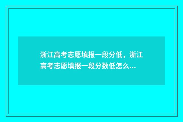 浙江高考志愿填报一段分低,浙江高考志愿填报一段分数低怎么办? 浙江高考志愿填报规则及技巧