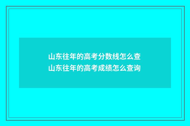 山东往年的高考分数线怎么查 山东往年的高考成绩怎么查询