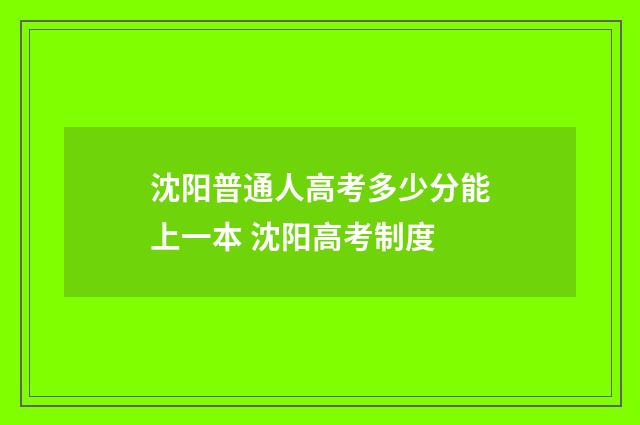 沈阳普通人高考多少分能上一本 沈阳高考制度
