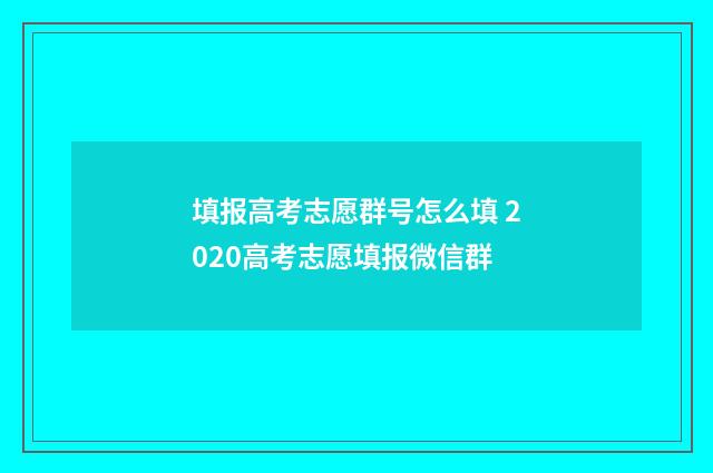 填报高考志愿群号怎么填 2020高考志愿填报微信群
