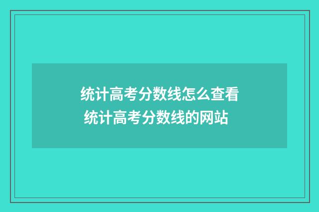 统计高考分数线怎么查看 统计高考分数线的网站