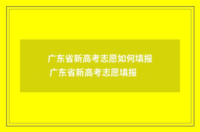 广东省新高考志愿如何填报 广东省新高考志愿填报