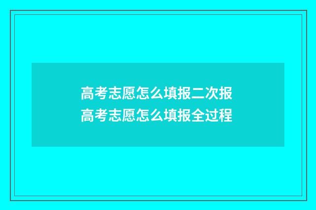 高考志愿怎么填报二次报 高考志愿怎么填报全过程
