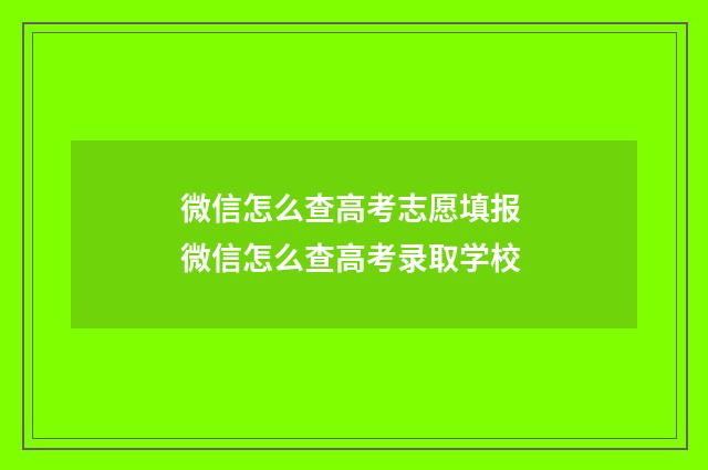 微信怎么查高考志愿填报 微信怎么查高考录取学校