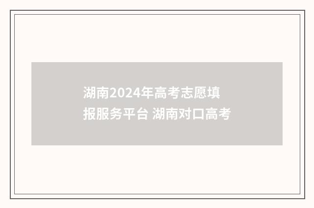 湖南2024年高考志愿填报服务平台 湖南对口高考