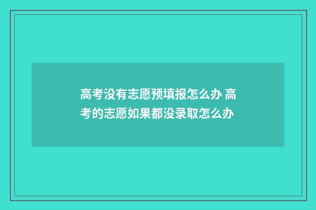 高考没有志愿预填报怎么办 高考的志愿如果都没录取怎么办