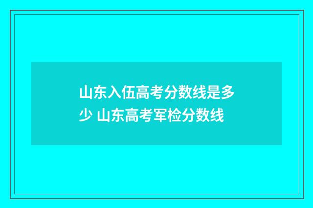 山东入伍高考分数线是多少 山东高考军检分数线