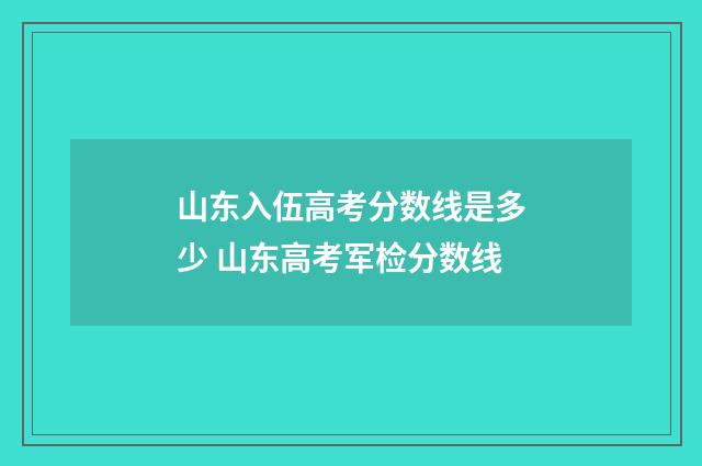 山东入伍高考分数线是多少 山东高考军检分数线