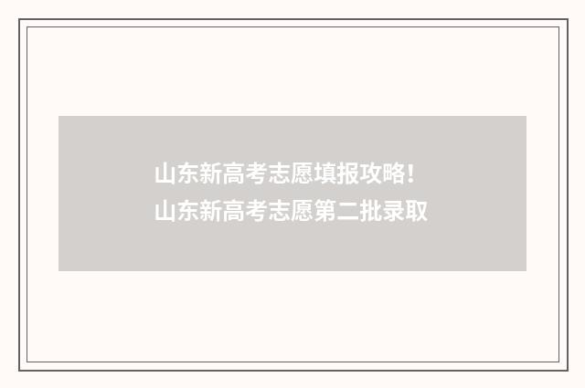 山东新高考志愿填报攻略！ 山东新高考志愿第二批录取
