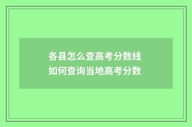 各县怎么查高考分数线 如何查询当地高考分数