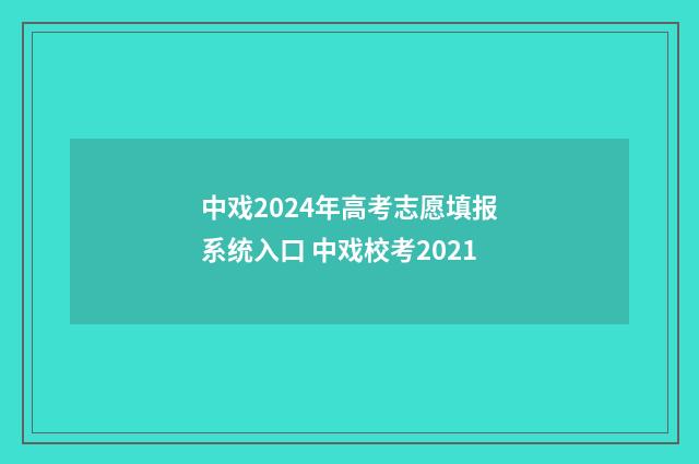中戏2024年高考志愿填报系统入口 中戏校考2021