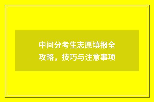 中间分考生志愿填报全攻略,技巧与注意事项