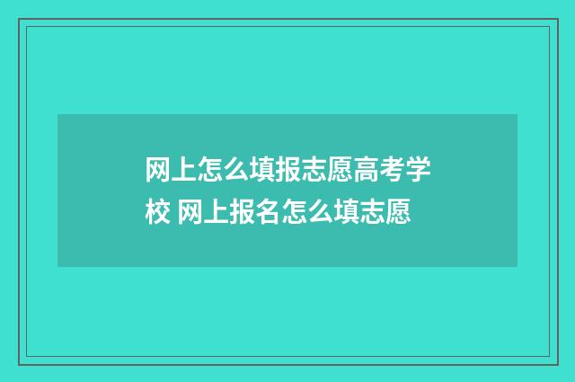网上怎么填报志愿高考学校 网上报名怎么填志愿