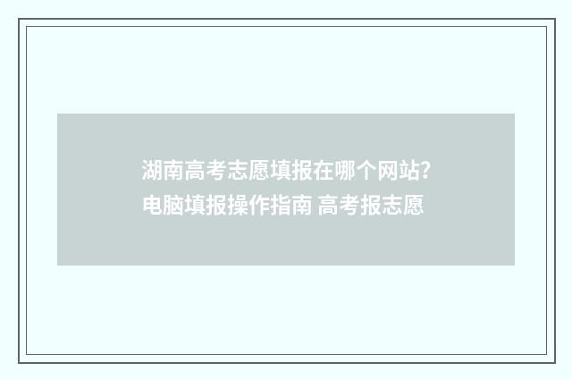 湖南高考志愿填报在哪个网站？电脑填报操作指南 高考报志愿