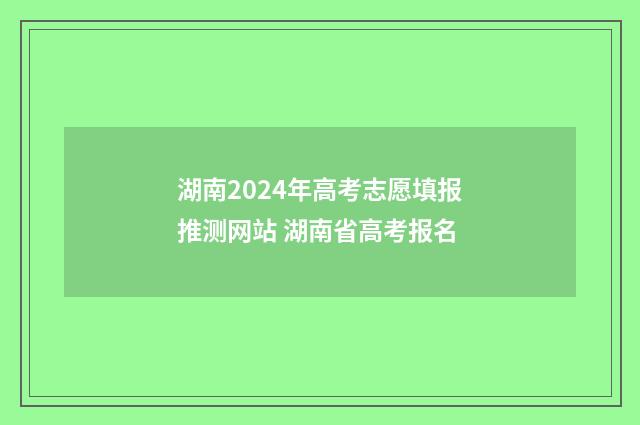 湖南2024年高考志愿填报推测网站 湖南省高考报名