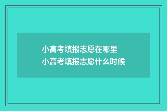 小高考填报志愿在哪里 小高考填报志愿什么时候