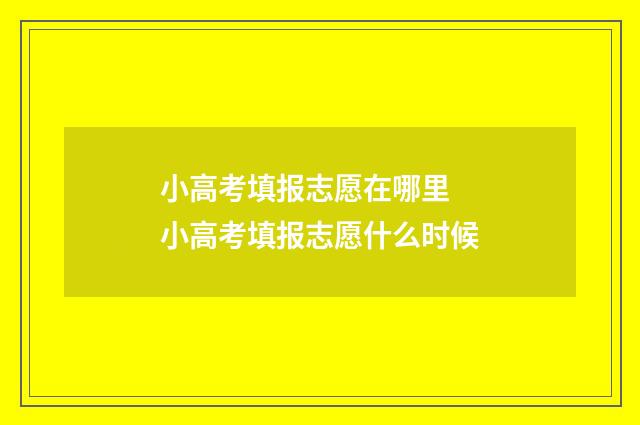 小高考填报志愿在哪里 小高考填报志愿什么时候