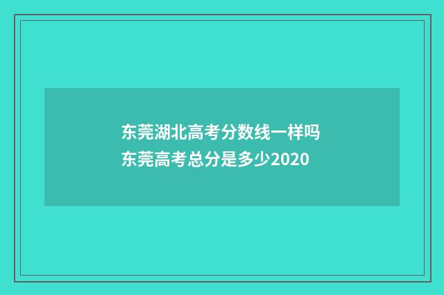 东莞湖北高考分数线一样吗 东莞高考总分是多少2020