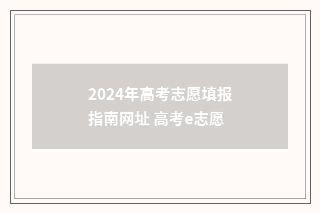 2024年高考志愿填报指南网址 高考e志愿