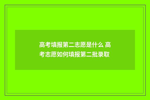 高考填报第二志愿是什么 高考志愿如何填报第二批录取