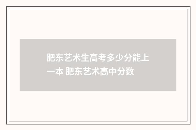 肥东艺术生高考多少分能上一本 肥东艺术高中分数