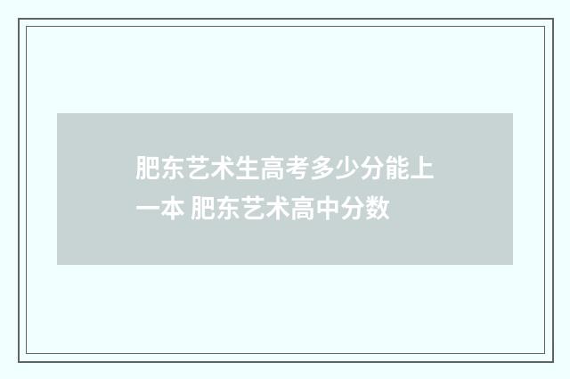 肥东艺术生高考多少分能上一本 肥东艺术高中分数