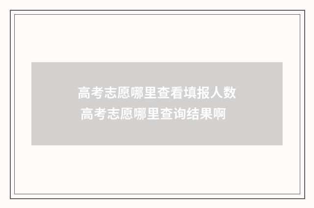 高考志愿哪里查看填报人数 高考志愿哪里查询结果啊