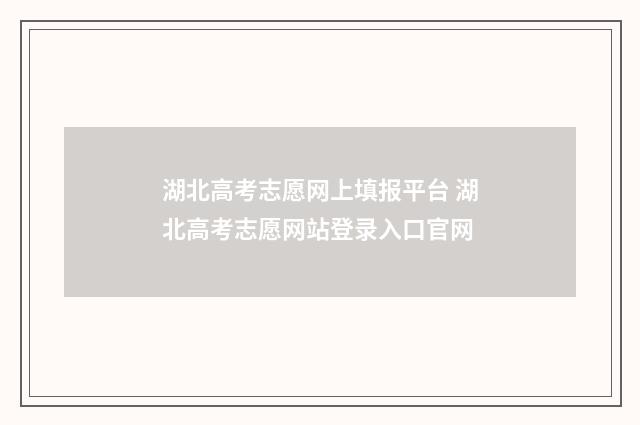 湖北高考志愿网上填报平台 湖北高考志愿网站登录入口官网