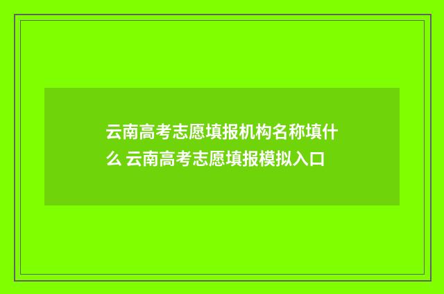 云南高考志愿填报机构名称填什么 云南高考志愿填报模拟入口