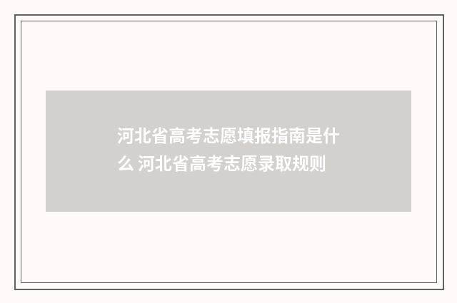 河北省高考志愿填报指南是什么 河北省高考志愿录取规则