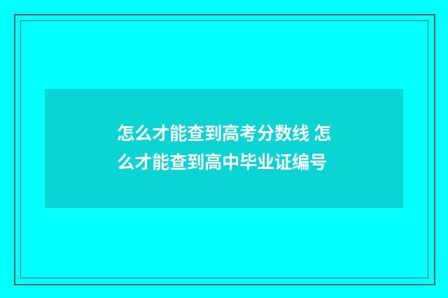 怎么才能查到高考分数线 怎么才能查到高中毕业证编号