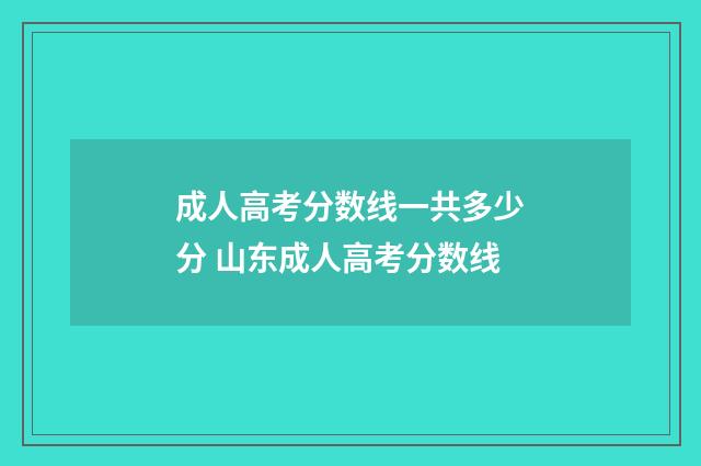 成人高考分数线一共多少分 山东成人高考分数线