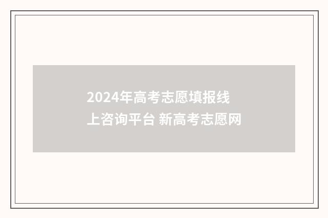 2024年高考志愿填报线上咨询平台 新高考志愿网