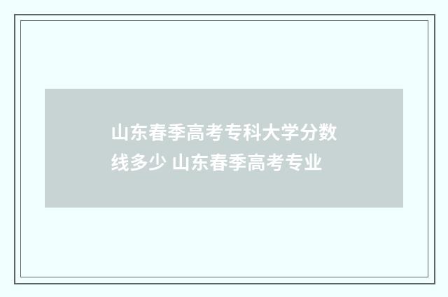 山东春季高考专科大学分数线多少 山东春季高考专业