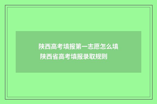 陕西高考填报第一志愿怎么填 陕西省高考填报录取规则