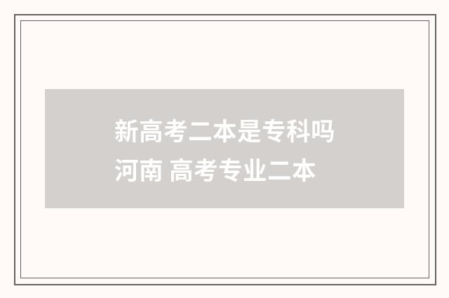 新高考二本是专科吗河南 高考专业二本