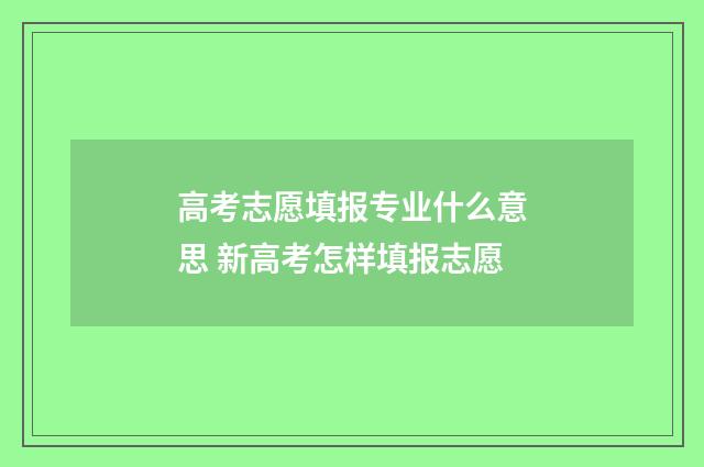 高考志愿填报专业什么意思 新高考怎样填报志愿
