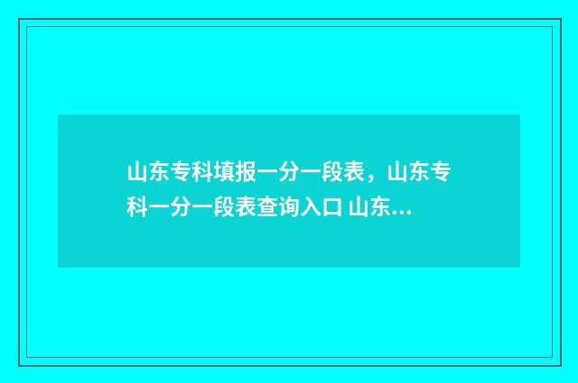 山东专科填报一分一段表，山东专科一分一段表查询入口 山东专科填报一个学校可以分两次填报吗