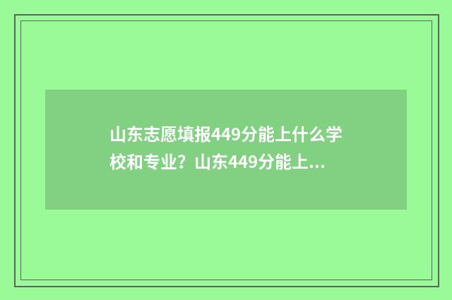 山东志愿填报449分能上什么学校和专业？山东449分能上的大学及专业推荐 山东志愿填报时间2024
