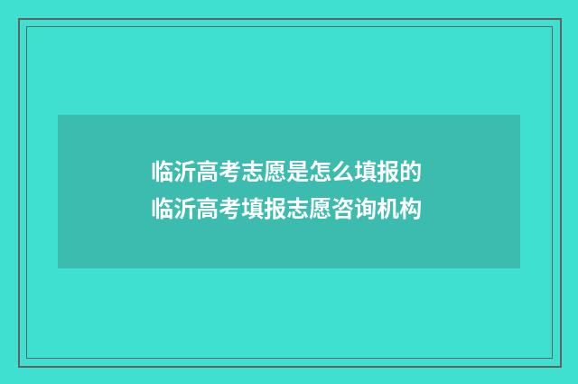 临沂高考志愿是怎么填报的 临沂高考填报志愿咨询机构