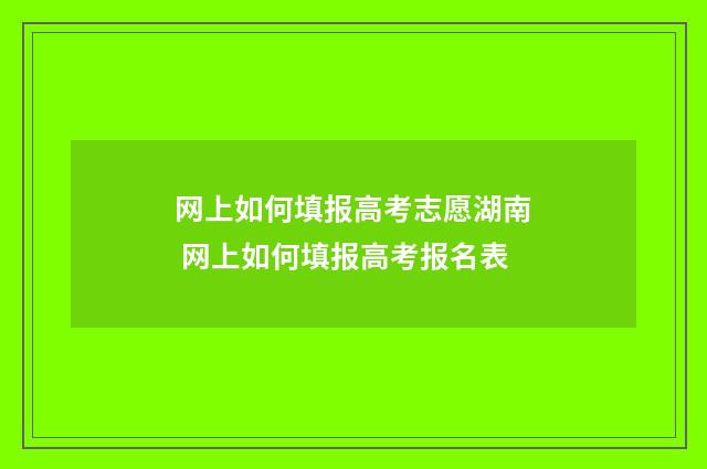 网上如何填报高考志愿湖南 网上如何填报高考报名表