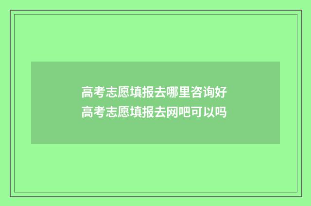 高考志愿填报去哪里咨询好 高考志愿填报去网吧可以吗