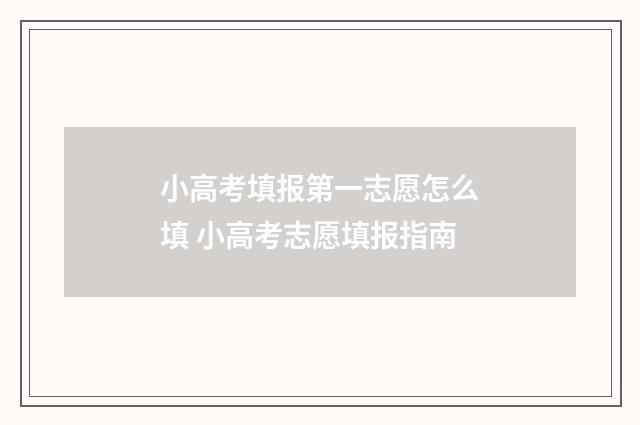 小高考填报第一志愿怎么填 小高考志愿填报指南